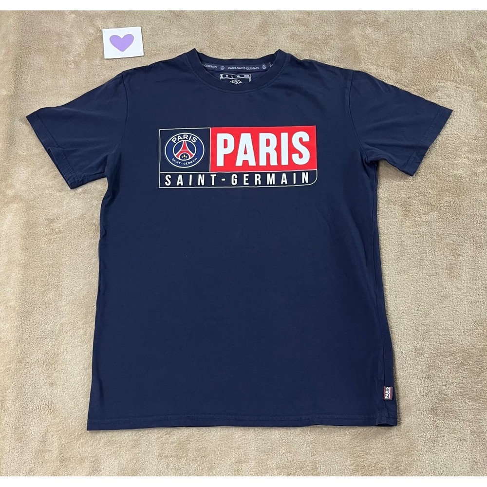 Paris Saint Germain PSG Navy Blue Graphic T-Shirt Mens Small Short Sleeve